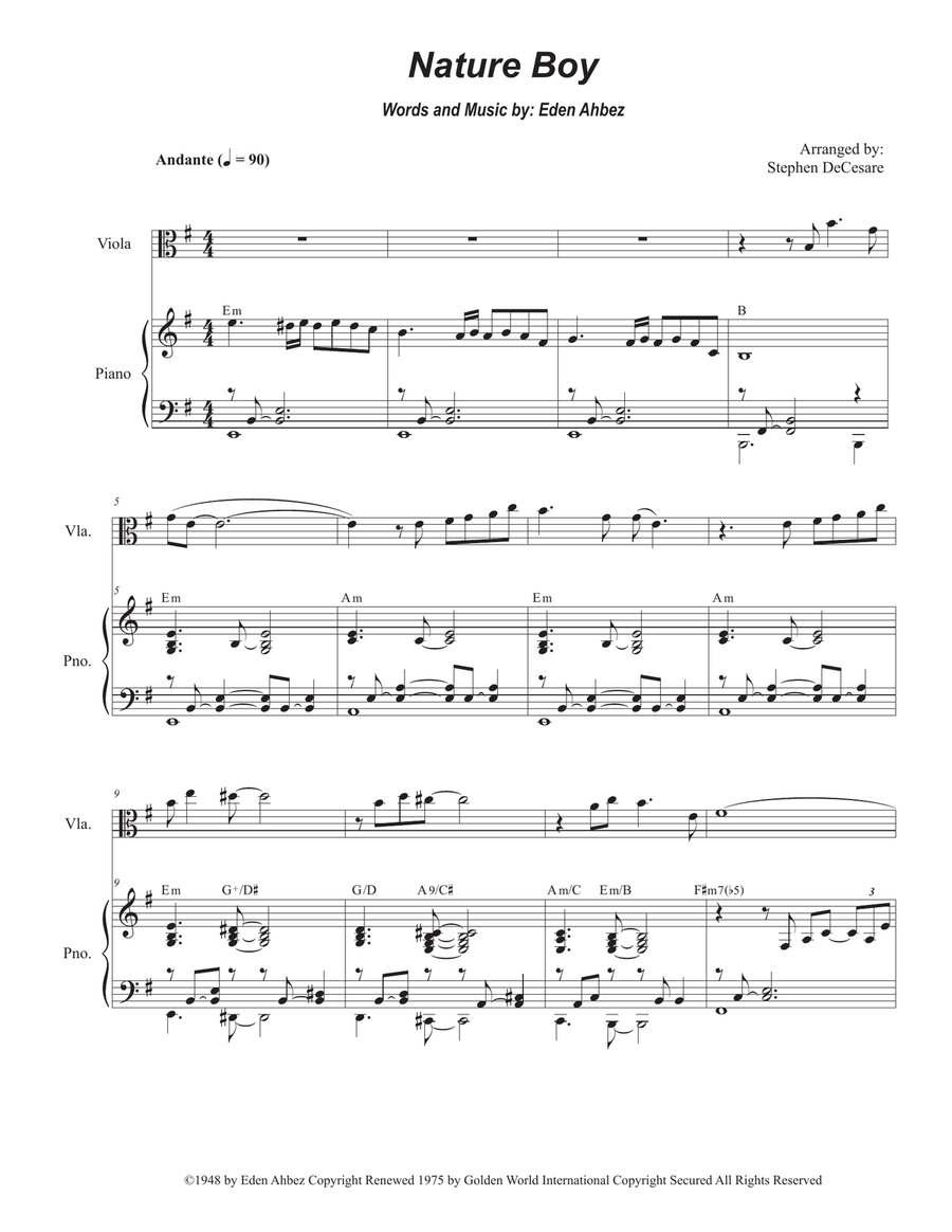 Nature Boy Nature Boy Viola scores gallery preview page 1