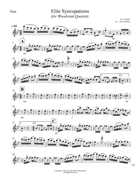 Joplin - “Elite Syncopations” (for Woodwind Quartet) image number null