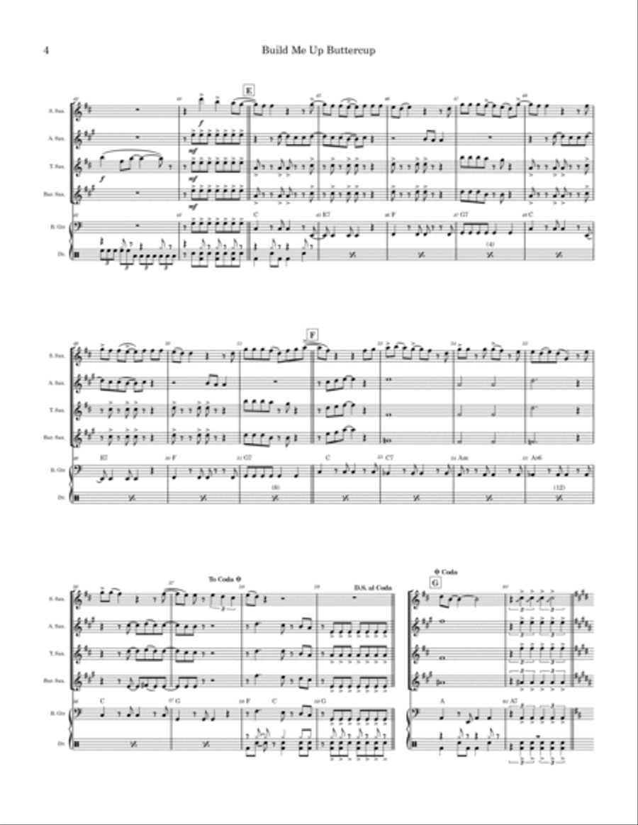 Build Me Up, Buttercup Build Me Up, Buttercup Saxophone Quartet scores gallery preview page 4
