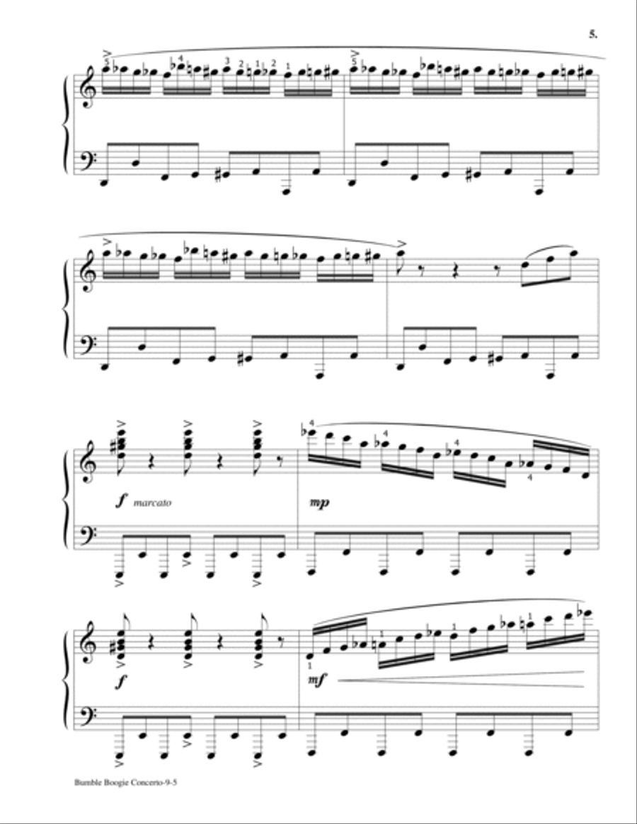 BUMBLE BOOGIE CONCERTO by Robert Van Horne (Advanced Piano Solo) Piano Solo scores gallery preview page 5