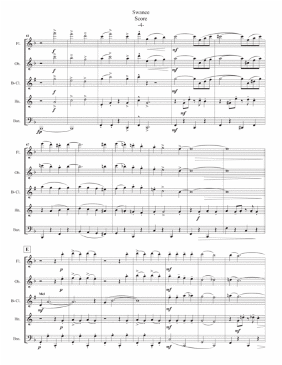 Swanee For Woodwind Quintet Woodwind Quintet scores gallery preview page 6