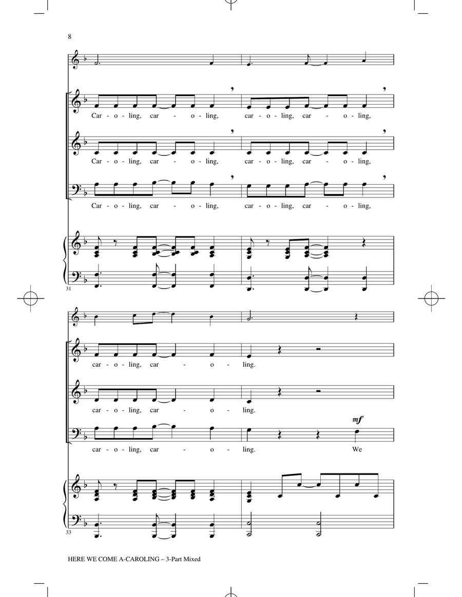 Here We Come A-Caroling 3-Part scores gallery preview page 6