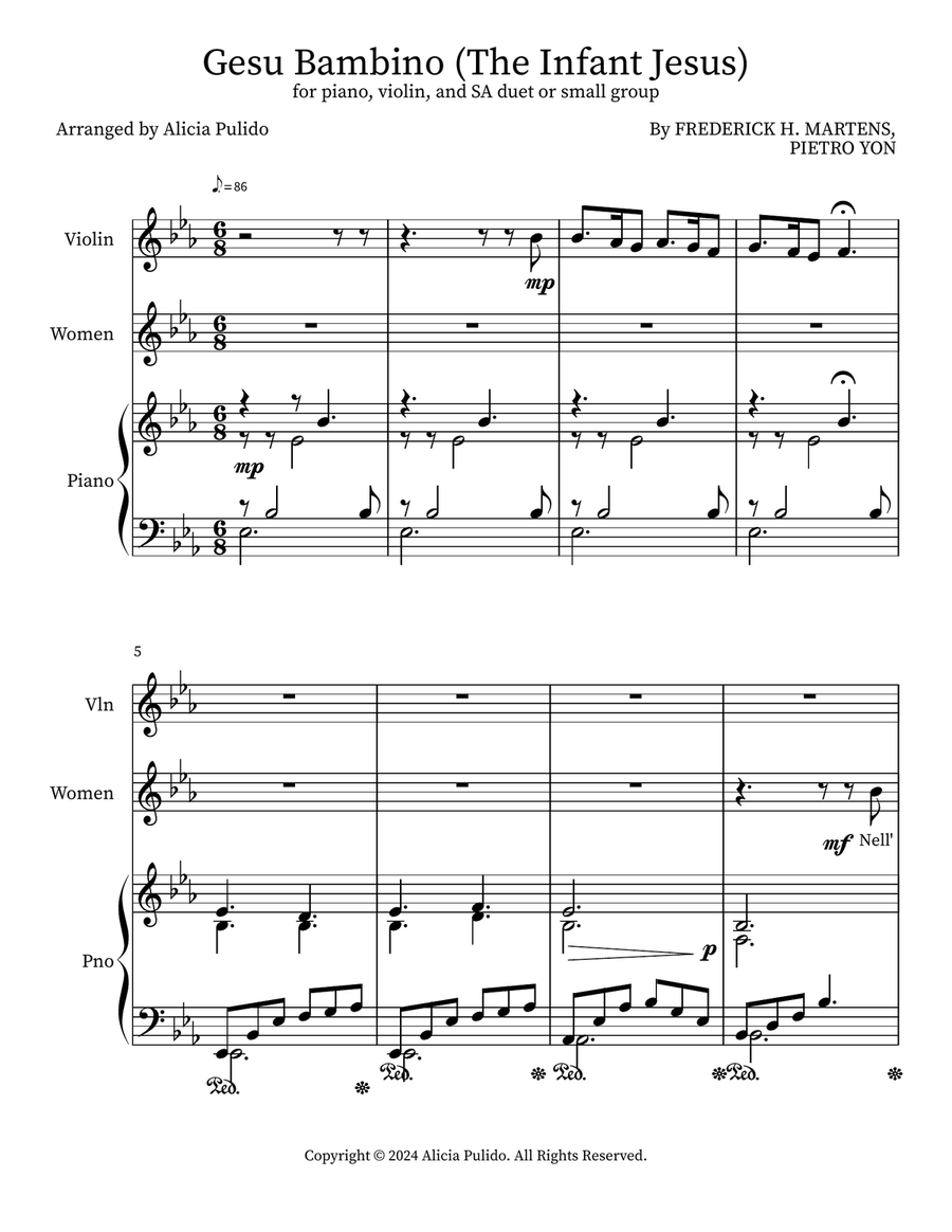 Gesu Bambino (The Infant Jesus) Small Ensemble scores gallery preview page 1