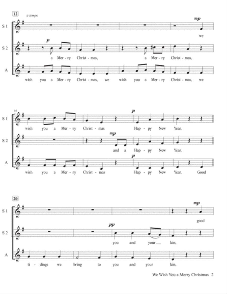 We Wish You a Merry Christmas - SSA A Cappella SSA scores gallery preview page 3