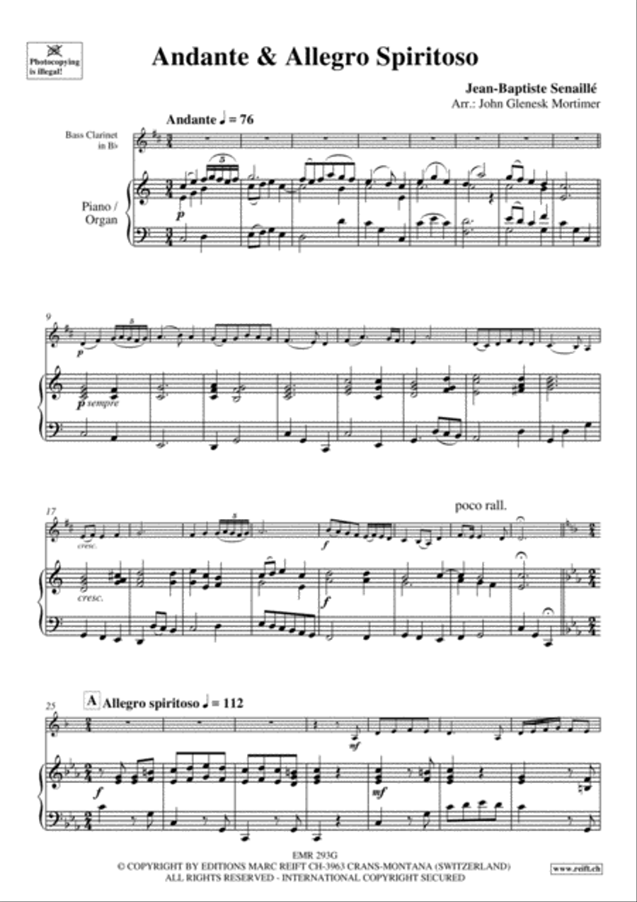 Andante & Allegro Spirituoso Bass Clarinet scores gallery preview page 3