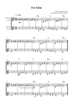 Fur Elise (for clarinet and french horn)