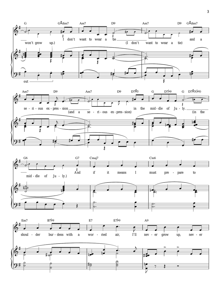 I Won't Grow Up Piano, Vocal scores gallery preview page 3