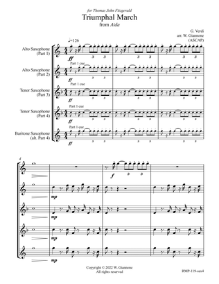 Book cover for Verdi - Triumphal March (from Aida for Sax Quartet)