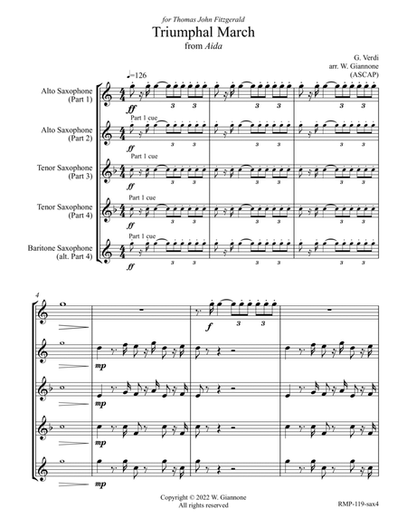 Verdi - Triumphal March (from Aida for Sax Quartet) image number null