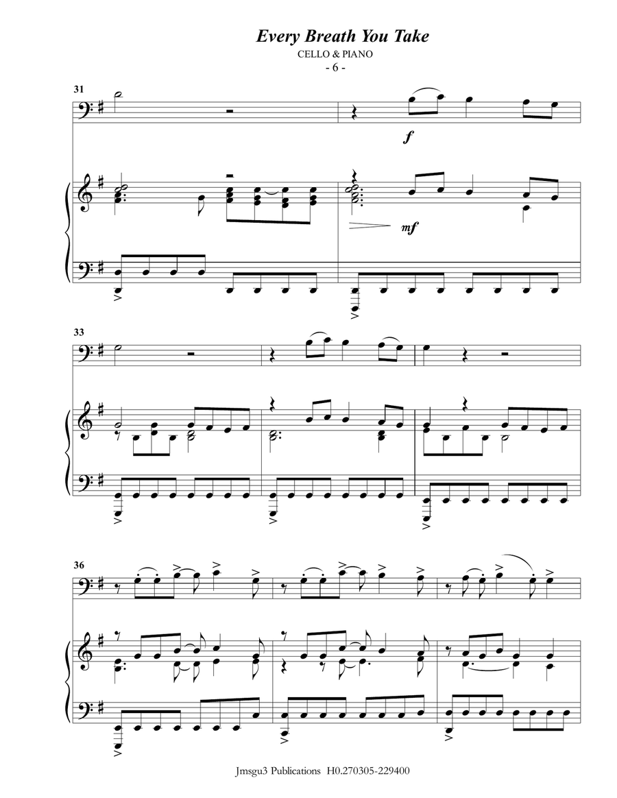 Every Breath You Take Piano scores gallery preview page 6