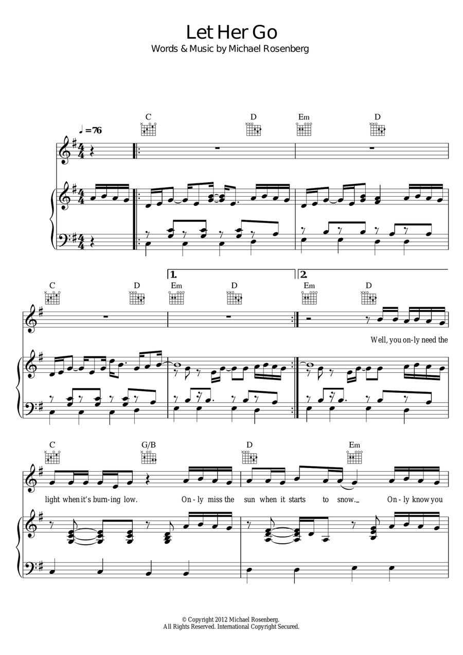 Let Her Go Acoustic Guitar scores gallery preview page 1