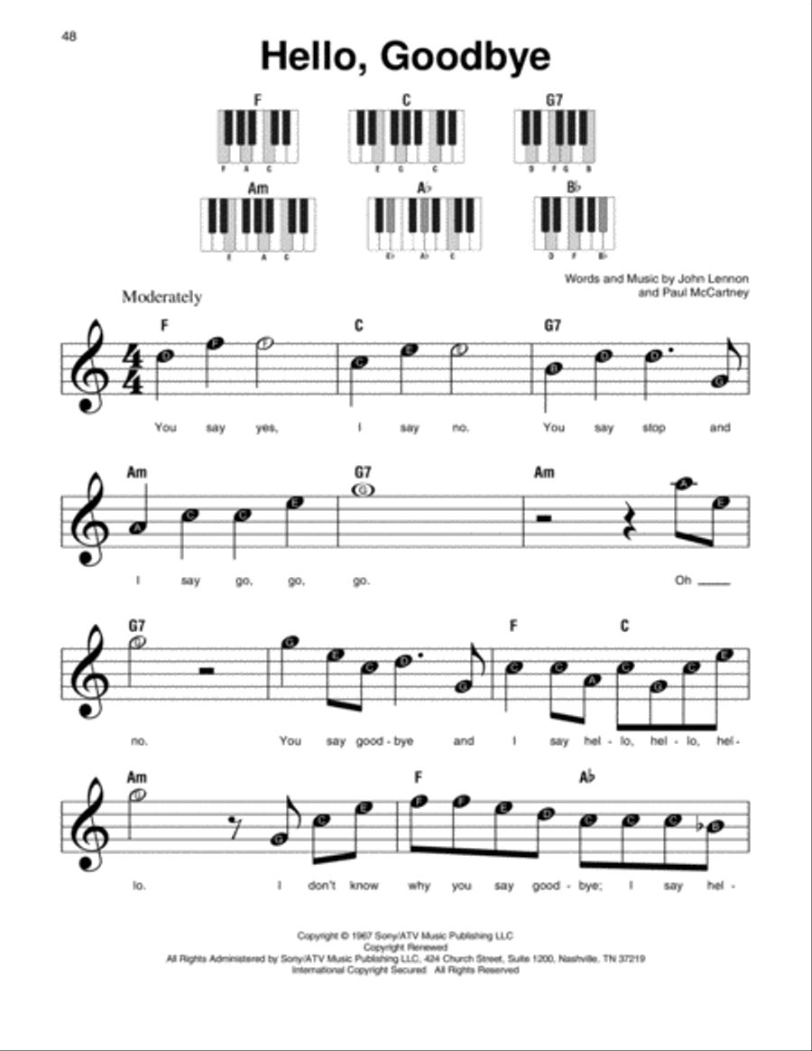 Hello, Goodbye Easy Piano scores gallery preview page 1