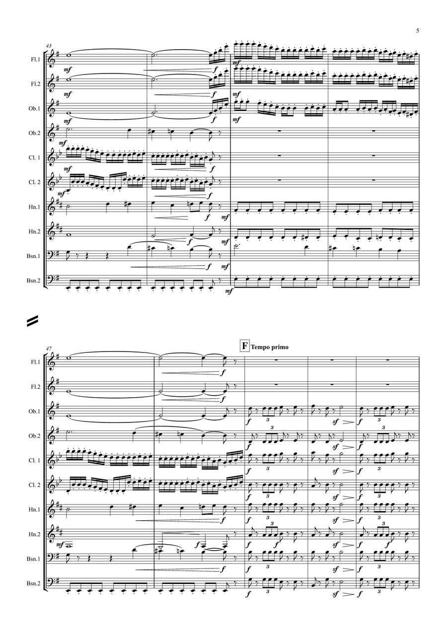 Tchaikovsky: Casse-Noisette (Nutcracker Suite) Mvt. IIa Marche (March) - wind dectet Woodwind Quintet scores gallery preview page 5