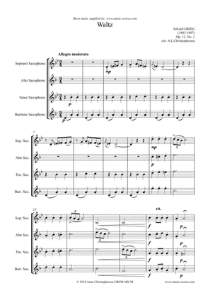 Book cover for Waltz, Op.12, No.2 - Sax Quartet