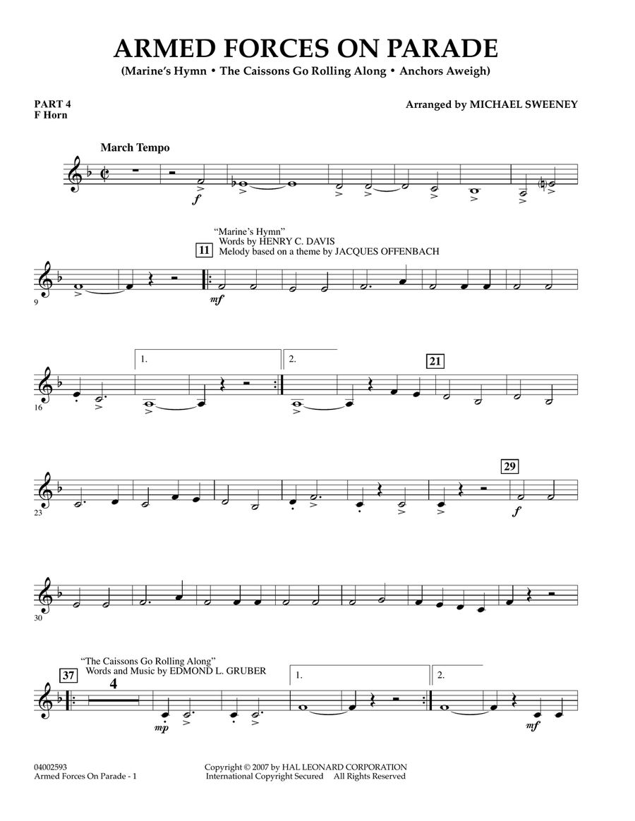 Armed Forces on Parade - Pt.4 - F Horn Concert Band scores gallery preview page 1