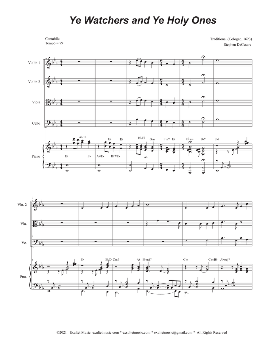 Ye Watchers and Ye Holy Ones (String Quartet and Piano) Piano Quintet scores gallery preview page 2