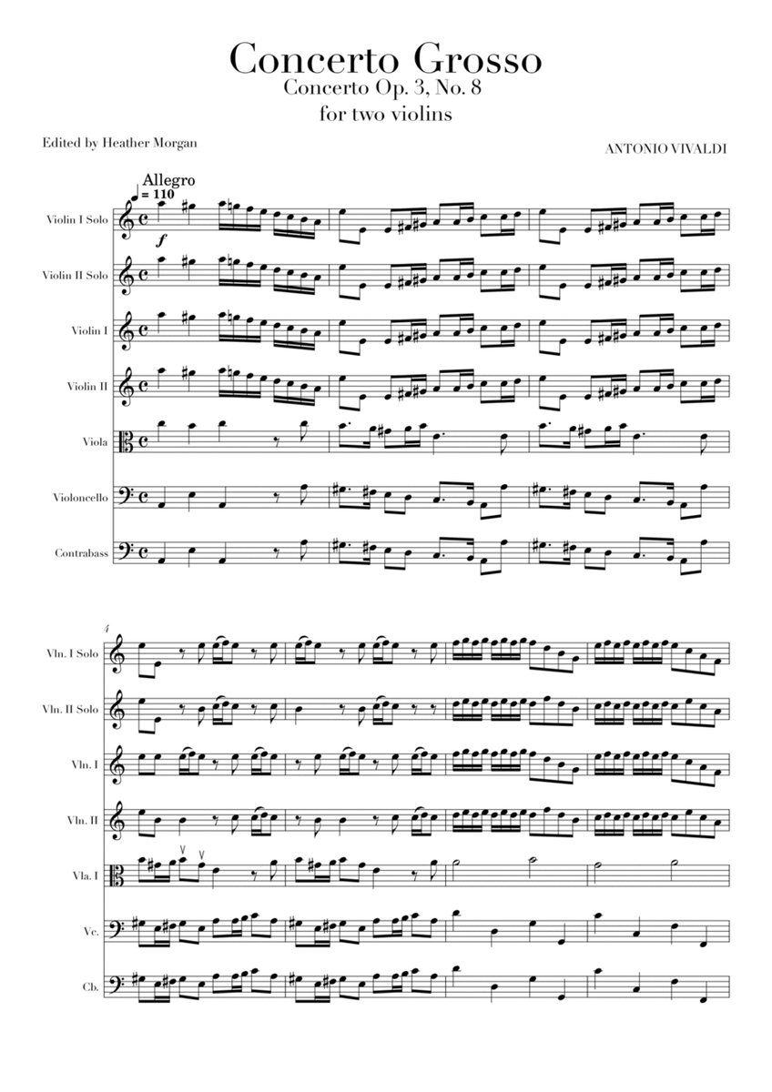 Concerto Grosso Op. 3, No. 8 for Two Violins in A minor