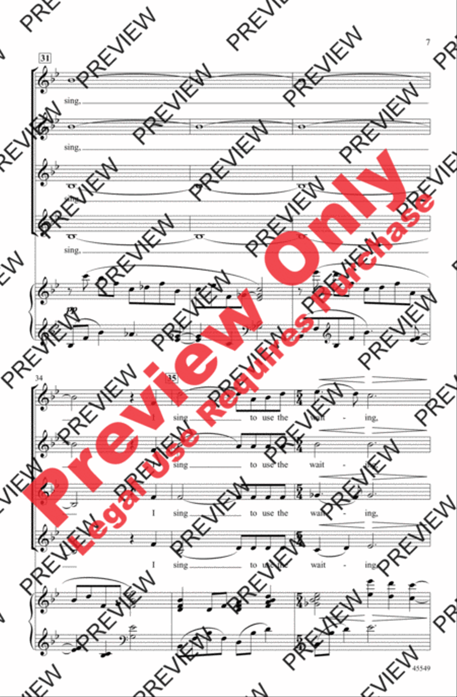 I Sing to Use the Waiting SSAA scores gallery preview page 6