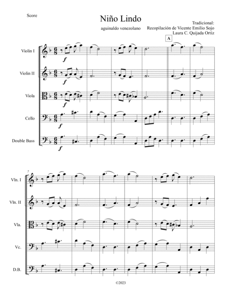 Niño Lindo. AGUINALDO VENEZOLANO. String orchestra, easy-intermediate. SCORE & PARTS. image number null