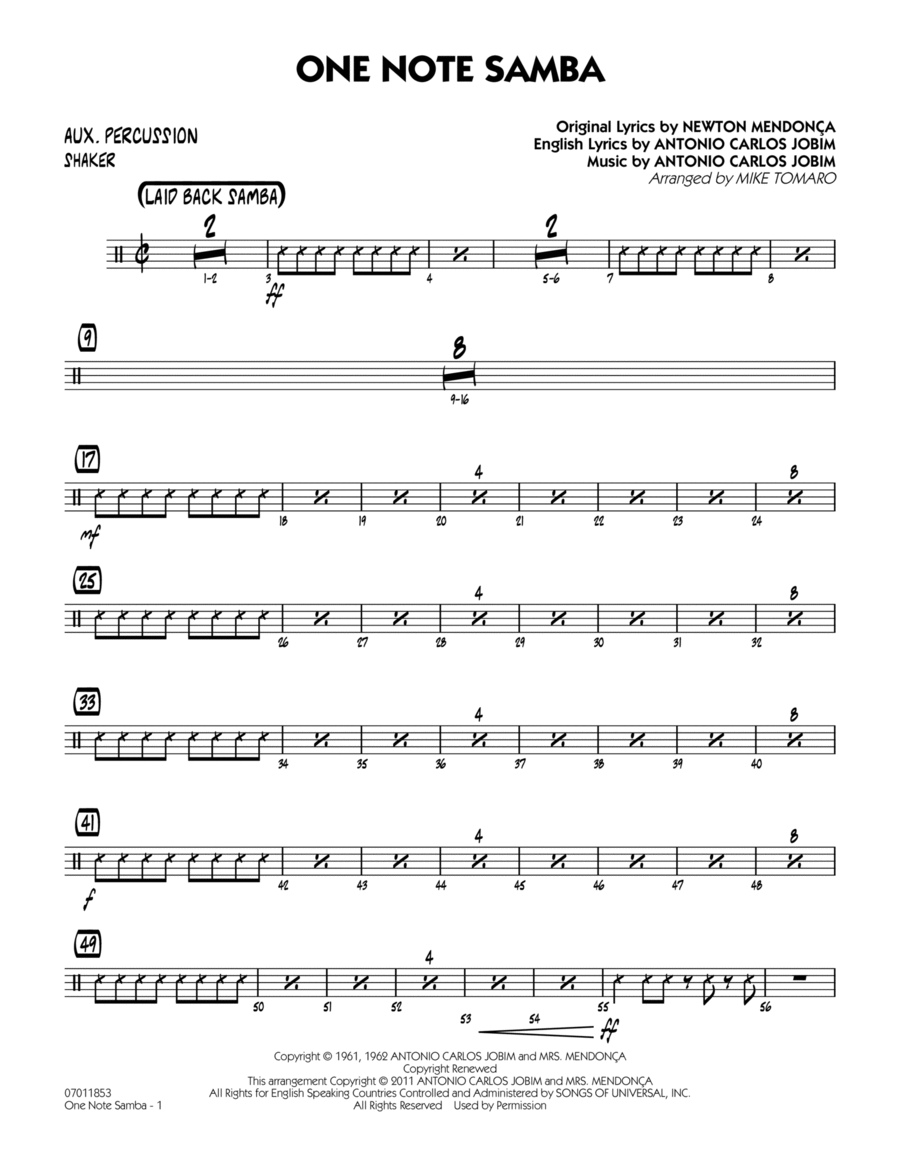 One Note Samba - Aux Percussion