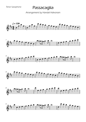 Passacaglia - Handel/Halvorsen - Easy Tenor Sax Solo