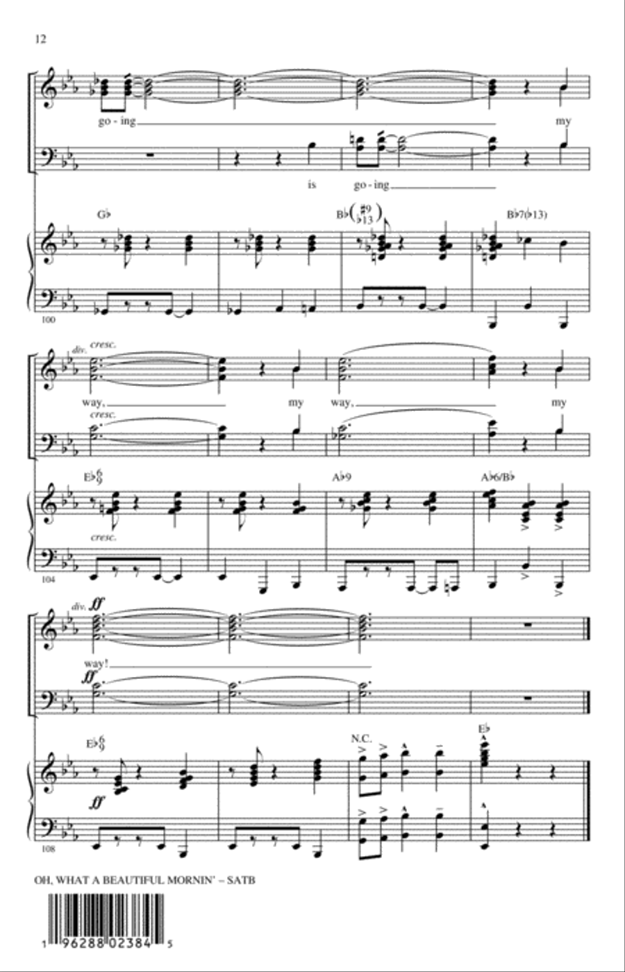 Oh, What A Beautiful Mornin' (from Oklahoma!) (arr. Kirby Shaw) 4-Part scores gallery preview page 10