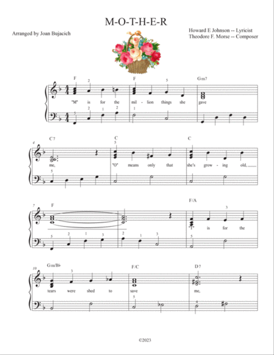 M-O-T-H-E-R, A Word That Means The World To Me Piano Solo scores gallery preview page 2