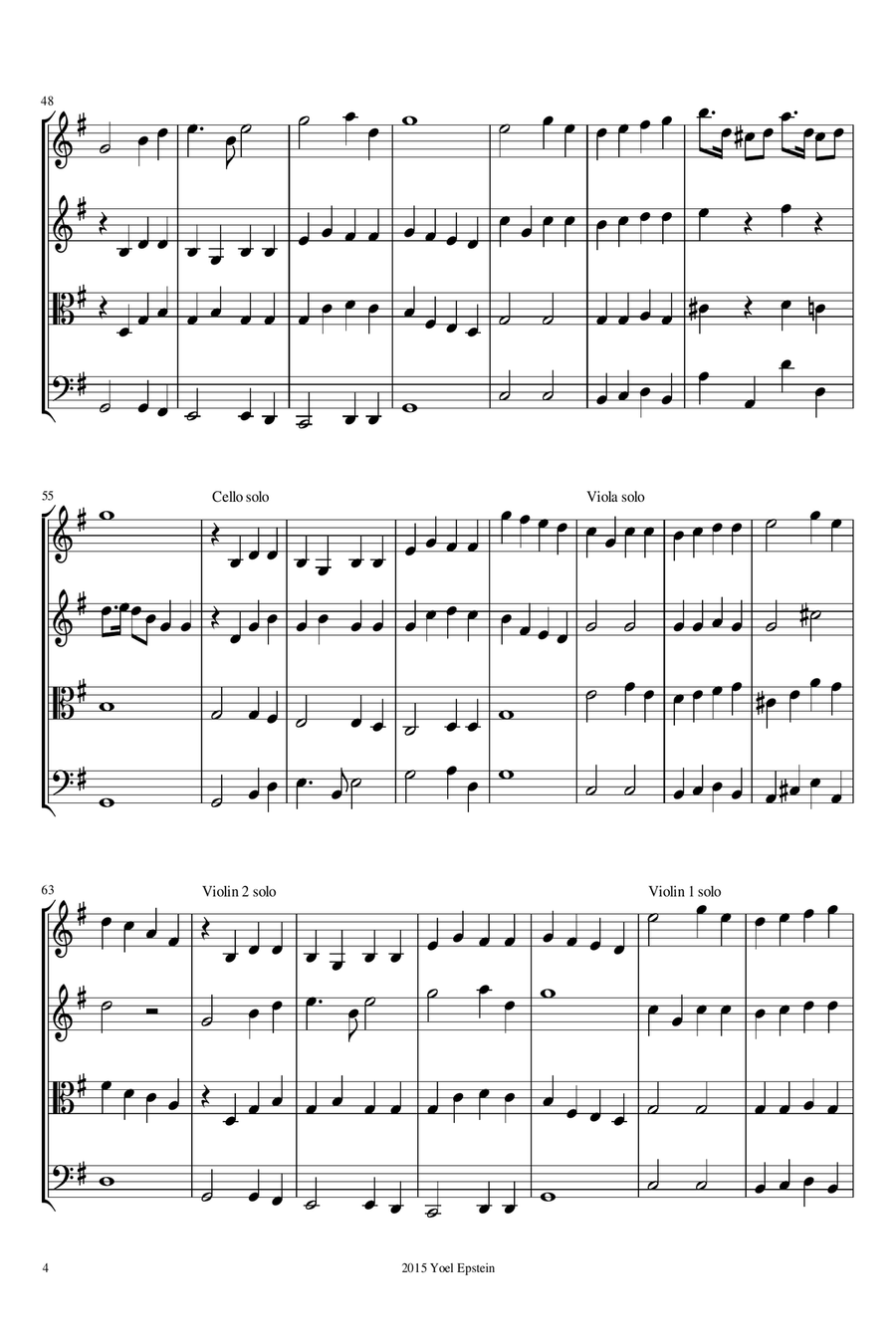 Baa Baa Black Sheep and other children's songs for beginning string quartet String Quartet scores gallery preview page 6