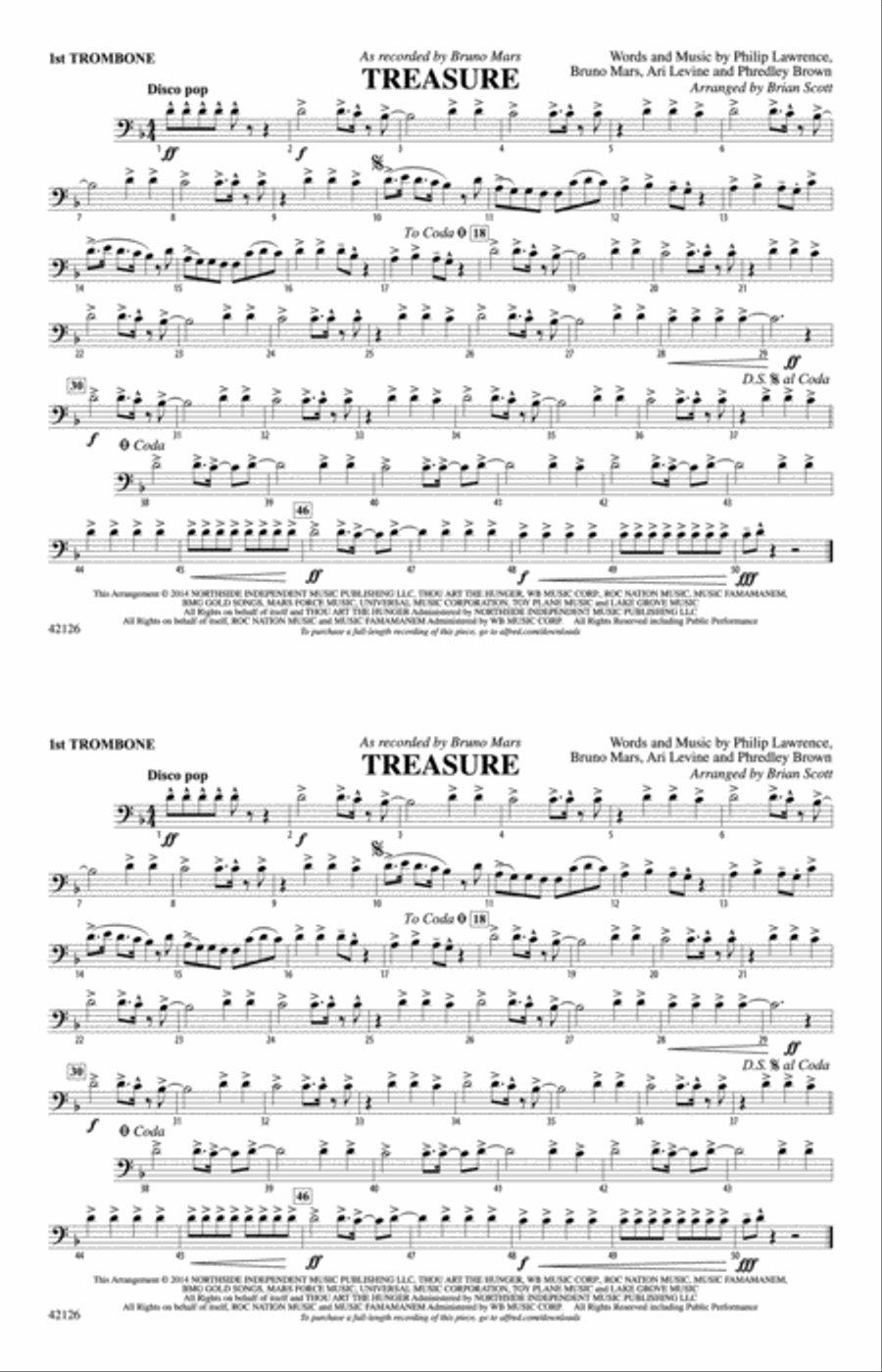 Treasure: 1st Trombone Marching Band scores gallery preview page 1