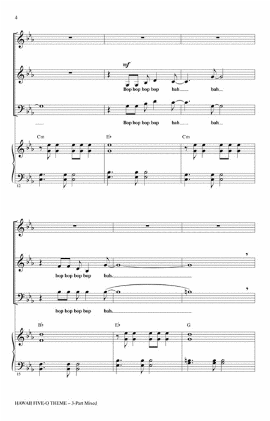 Hawaii Five-O Theme Choir scores gallery preview page 3