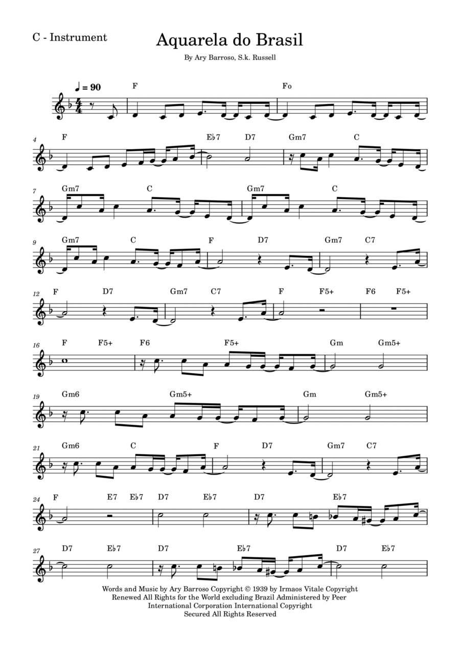 Aquarela Brasileira (aquarela Do Brasil) (brasil) Flute Solo scores gallery preview page 1