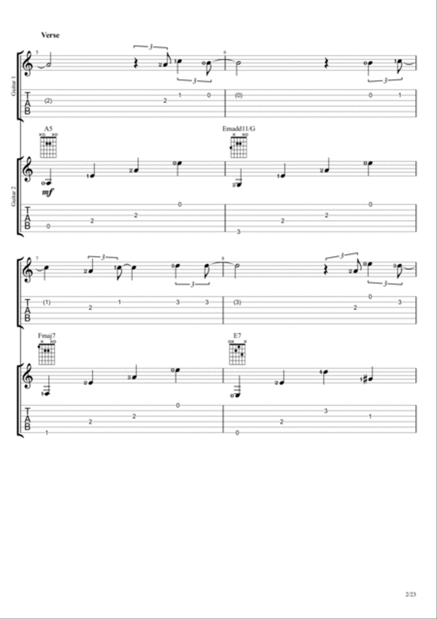 Warriors Guitar Tablature scores gallery preview page 2