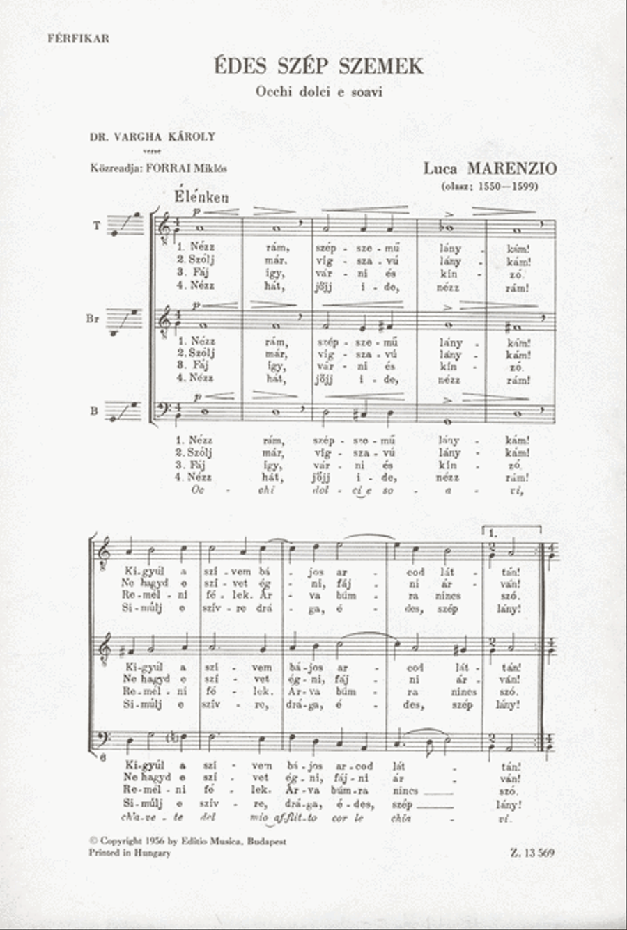Occhi dolci e soavi A Cappella scores gallery preview page 1