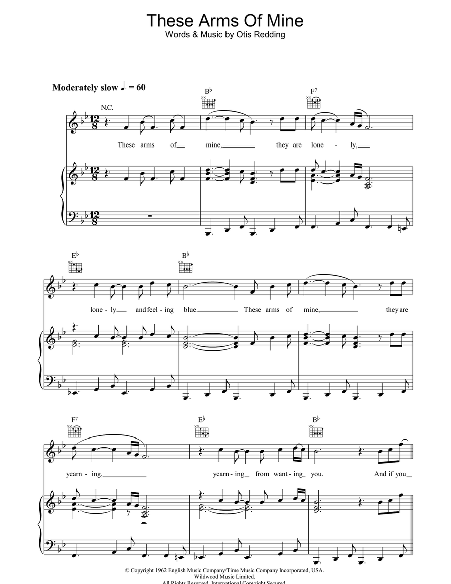 These Arms Of Mine These Arms Of Mine Piano, Vocal, Guitar scores gallery preview page 1