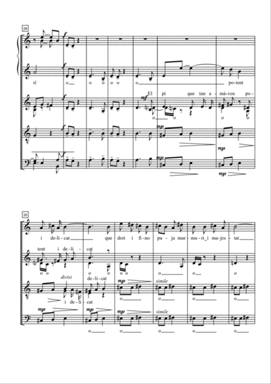 A la mare de Déu del Pi for Mixed Choir (SATB) 4-Part scores gallery preview page 4