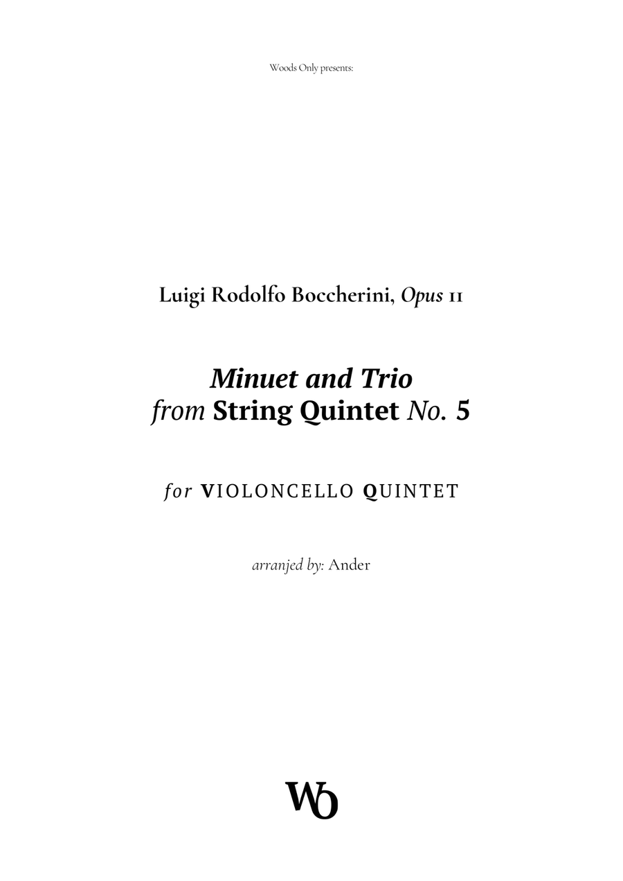 Minuet by Boccherini for Cello Quintet String Quintet scores gallery preview page 1
