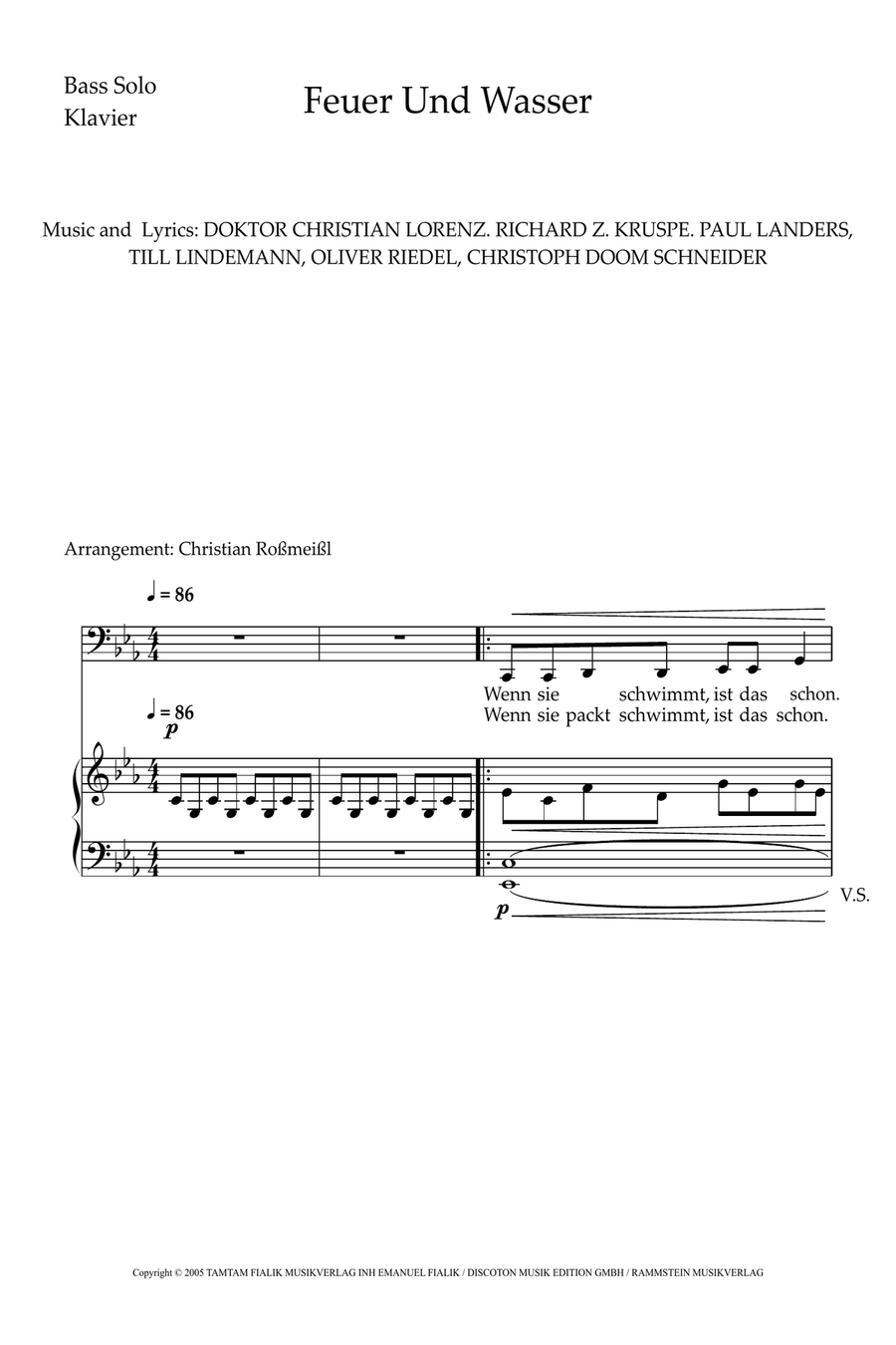 Feuer Und Wasser Piano Solo scores gallery preview page 6