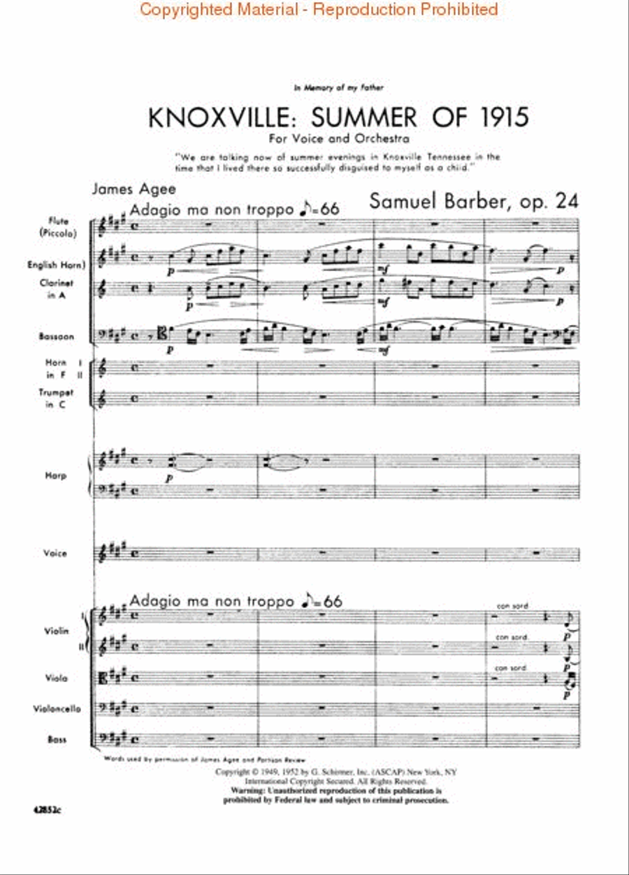 Knoxville: Summer of 1915 Orchestra scores gallery preview page 2