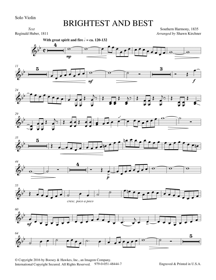 Brightest and Best - Solo Violin Choir scores gallery preview page 1