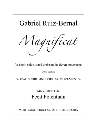 MAGNIFICAT. Mov. 6 "Fecit Potentiam". Duet for Tenor and Baritone with piano (orchestra reduction)