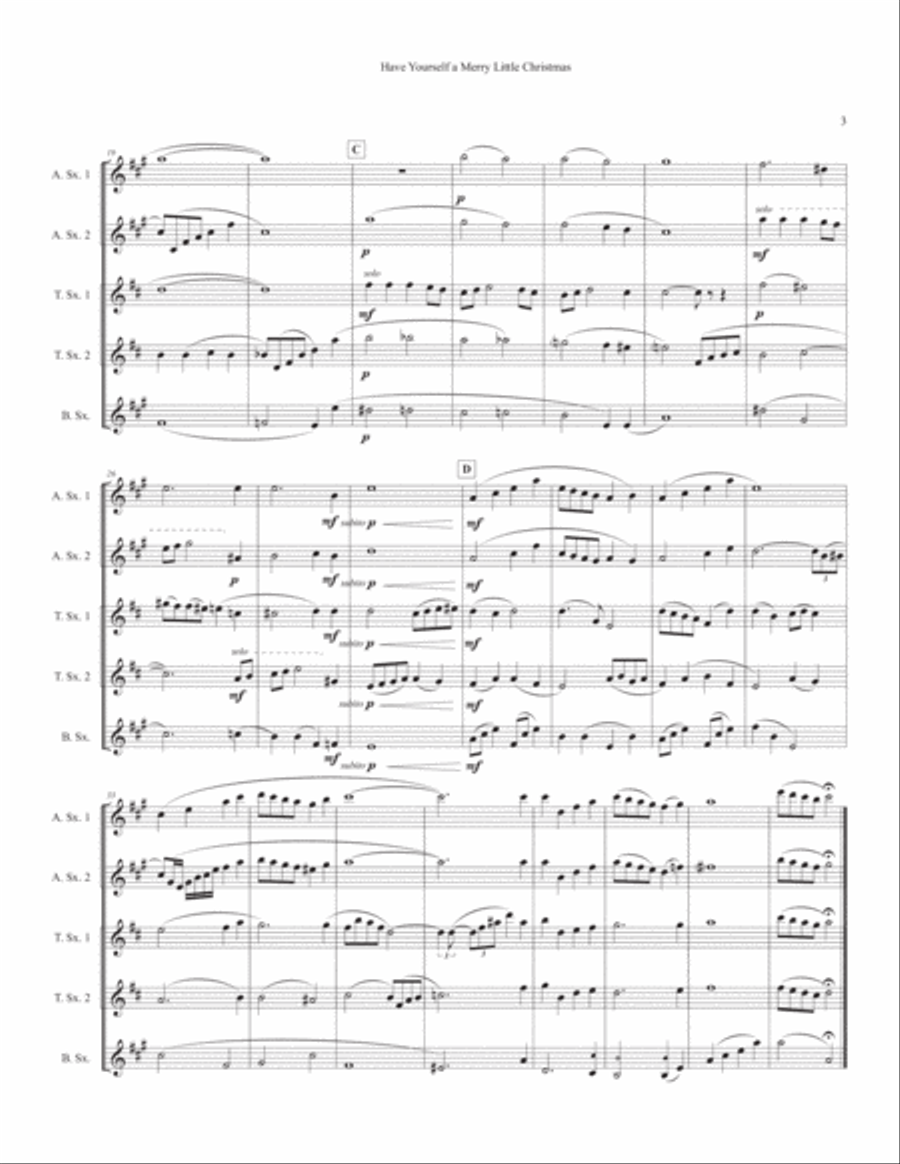 Have Yourself A Merry Little Christmas from MEET ME IN ST. LOUIS Saxophone Quintet scores gallery preview page 3