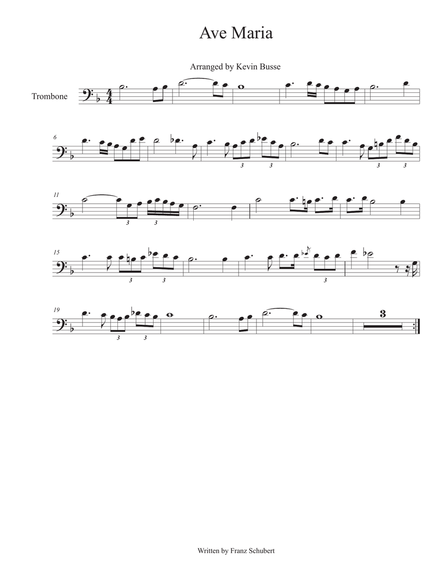 Ave Maria - Trombone Ave Maria - Trombone Trombone Solo scores gallery preview page 1
