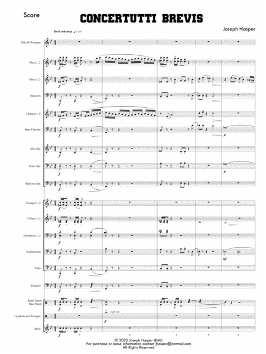 Concertutti Brevis (concerto for trumpet and wind ensemble) Concert Band scores gallery preview page 5