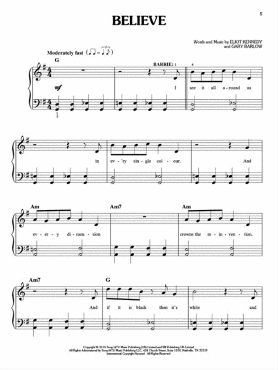Finding Neverland - Easy Piano Selections Voice scores gallery preview page 4