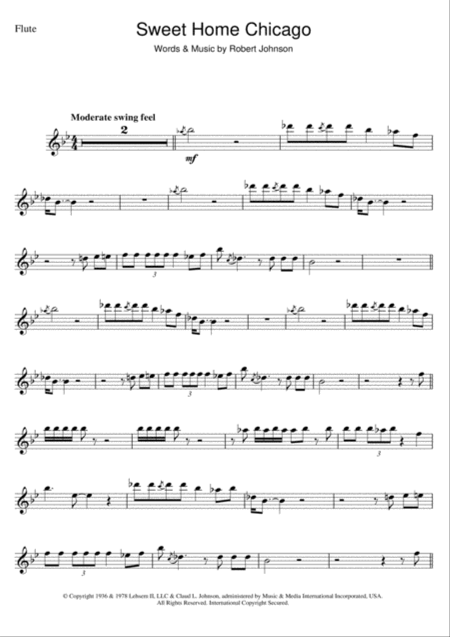 Sweet Home Chicago Flute Solo scores gallery preview page 1