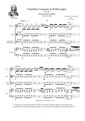 Vivaldi - Chamber Concerto in B flat major RV 165 for Strings and Cembalo
