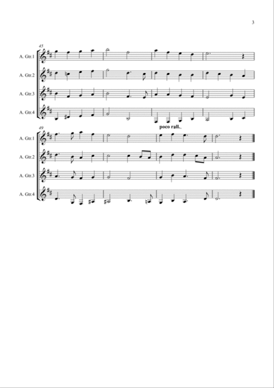 In The Bleak Midwinter for Guitar Quartet Guitar Ensemble scores gallery preview page 3