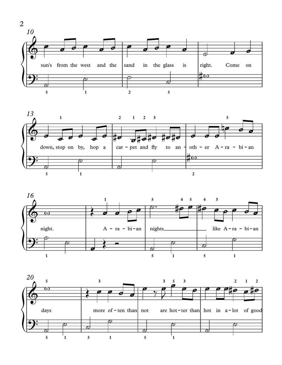 Arabian Nights Easy Piano scores gallery preview page 2