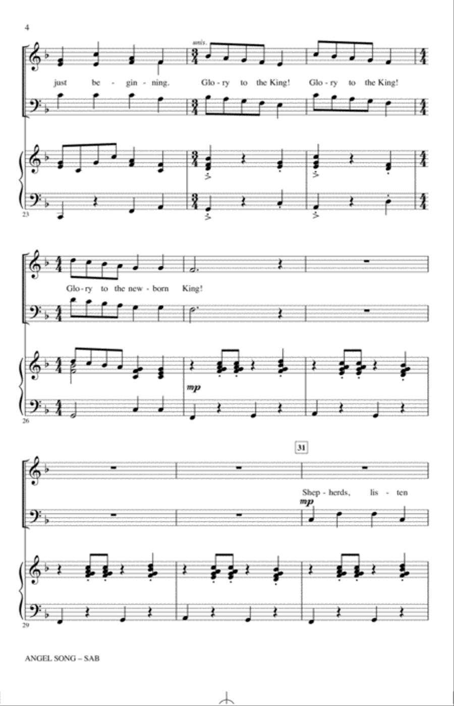 Angel Song (Glory To The Newborn King) 3-Part scores gallery preview page 3