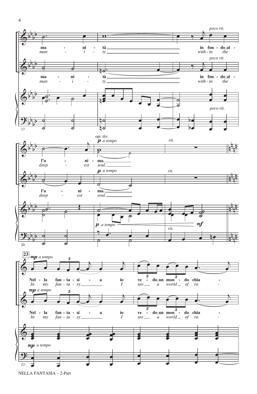 Nella Fantasia (In My Fantasy) (arr. Audrey Snyder) 2-Part scores gallery preview page 3
